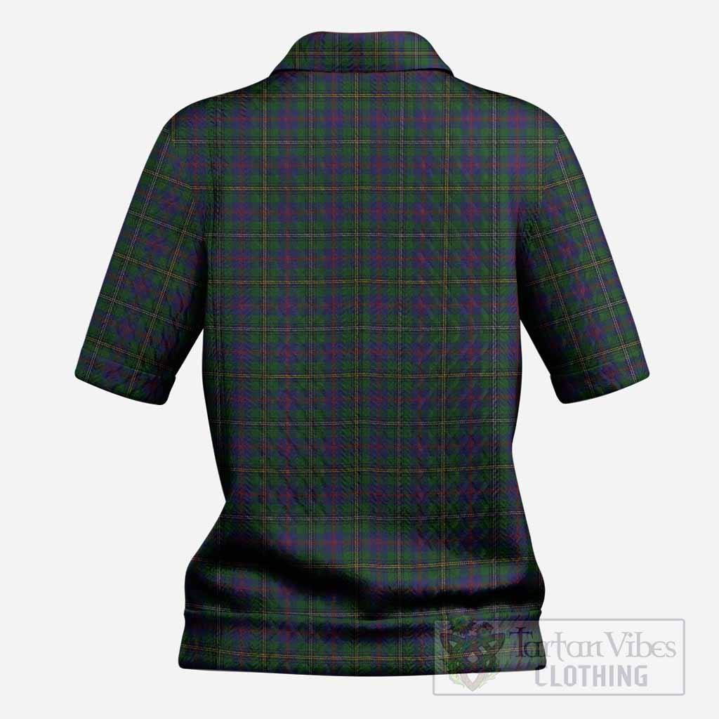 Wood Tartan Women’s Polo Sweater Top with Family Crest