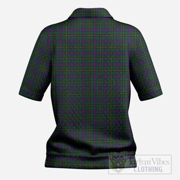 Wood Tartan Women’s Polo Sweater Top with Family Crest