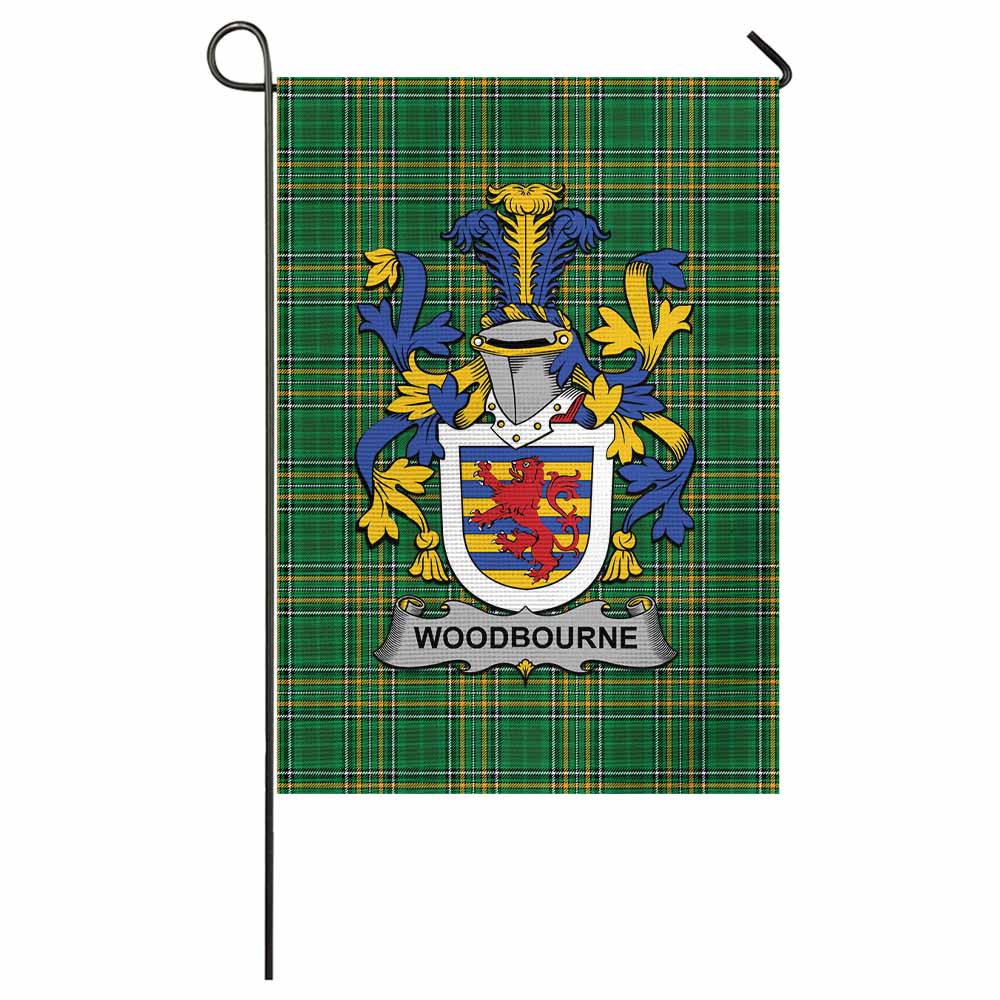 Woodbourne Irish Clan Tartan Flag with Coat of Arms