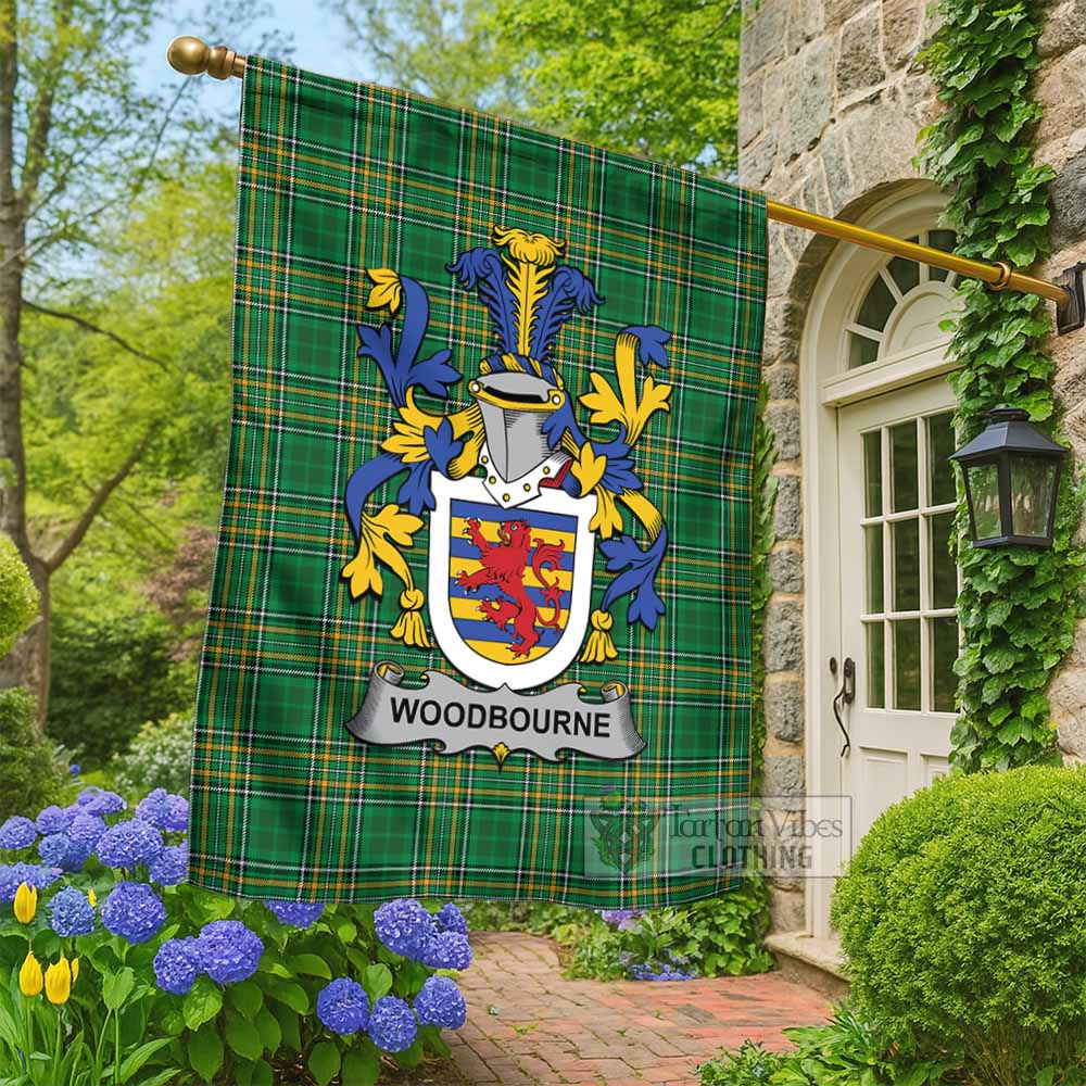 Woodbourne Irish Clan Tartan Flag with Coat of Arms