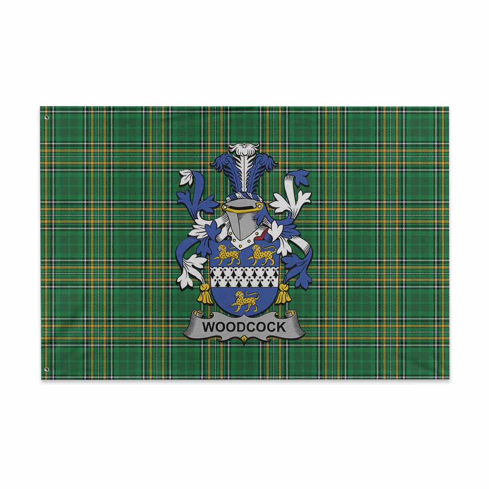 Tartan Vibes Clothing Woodcock Irish Clan Tartan House Flag with Coat of Arms