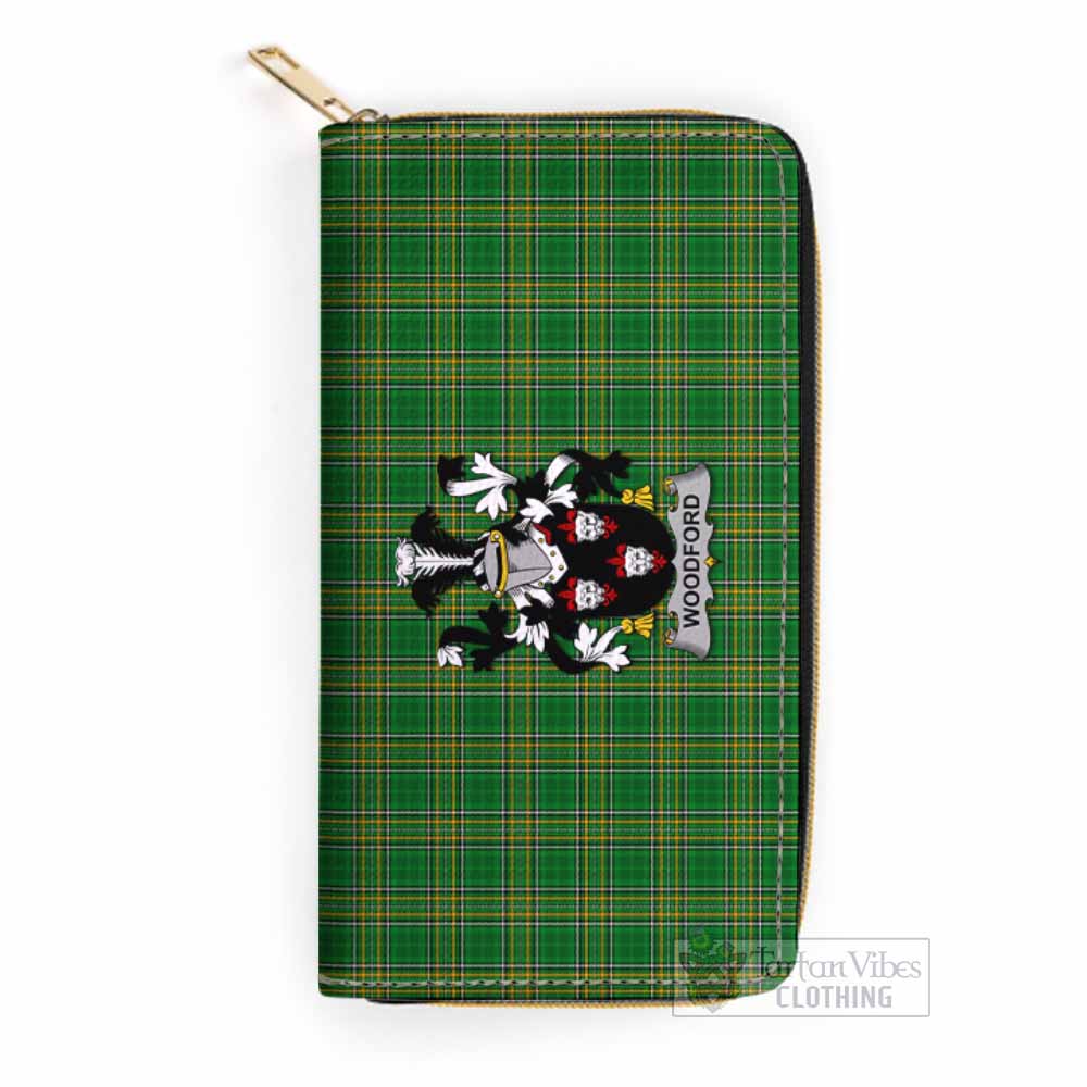 Tartan Vibes Clothing Woodford Irish Clan Tartan Women's Leather Wallet with Coat of Arms