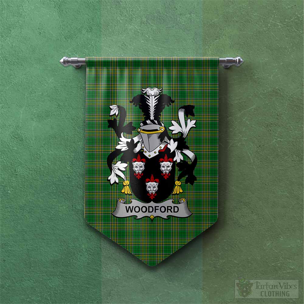 Tartan Vibes Clothing Woodford Irish Clan Tartan Gonfalon, Tartan Banner with Coat of Arms
