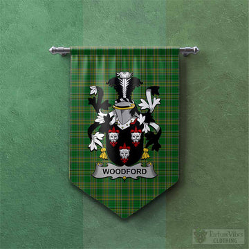 Woodford Irish Clan Tartan Gonfalon, Tartan Banner with Coat of Arms
