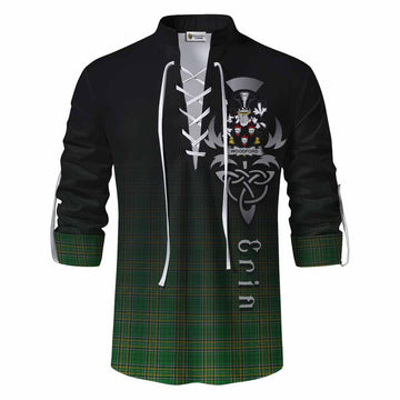 Woodford Irish Clan Ghillie Kilt Shirt with Coat of Arms Erin Go Bragh Celtic Inspired Men - Tartan Vibes Clothing