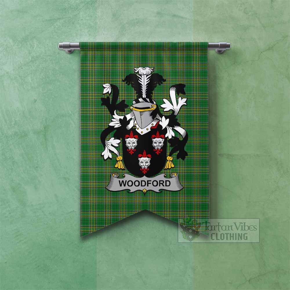 Tartan Vibes Clothing Woodford Irish Clan Tartan Gonfalon, Tartan Banner with Coat of Arms