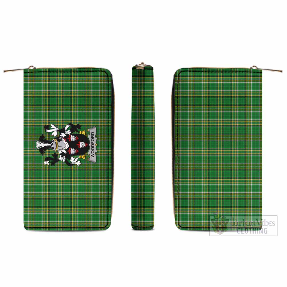 Tartan Vibes Clothing Woodford Irish Clan Tartan Women's Leather Wallet with Coat of Arms