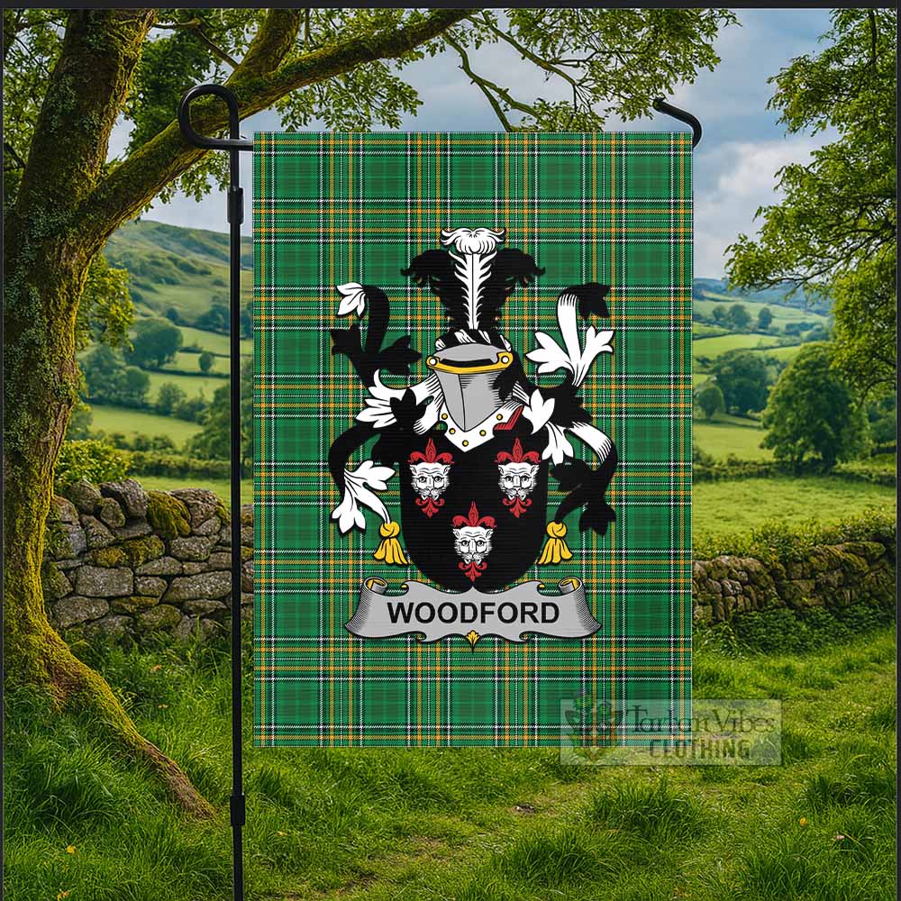 Woodford Irish Clan Tartan Flag with Coat of Arms
