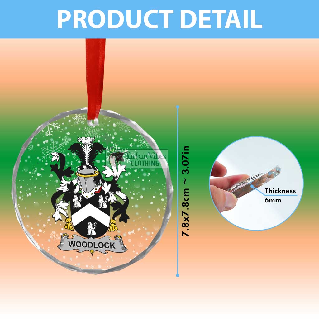 Woodlock Irish Clan Christmas Glass Ornament with Coat of Arms - 2D-tartanvibesclothing