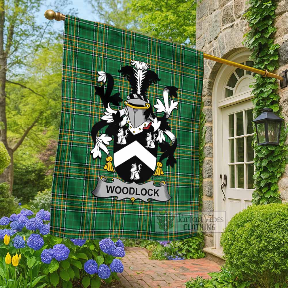 Woodlock Irish Clan Tartan Flag with Coat of Arms