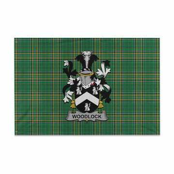 Tartan Vibes Clothing Woodlock Irish Clan Tartan House Flag with Coat of Arms