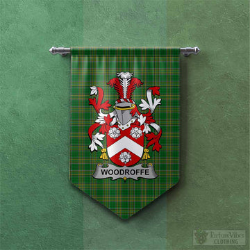 Woodroffe Irish Clan Tartan Gonfalon, Tartan Banner with Coat of Arms