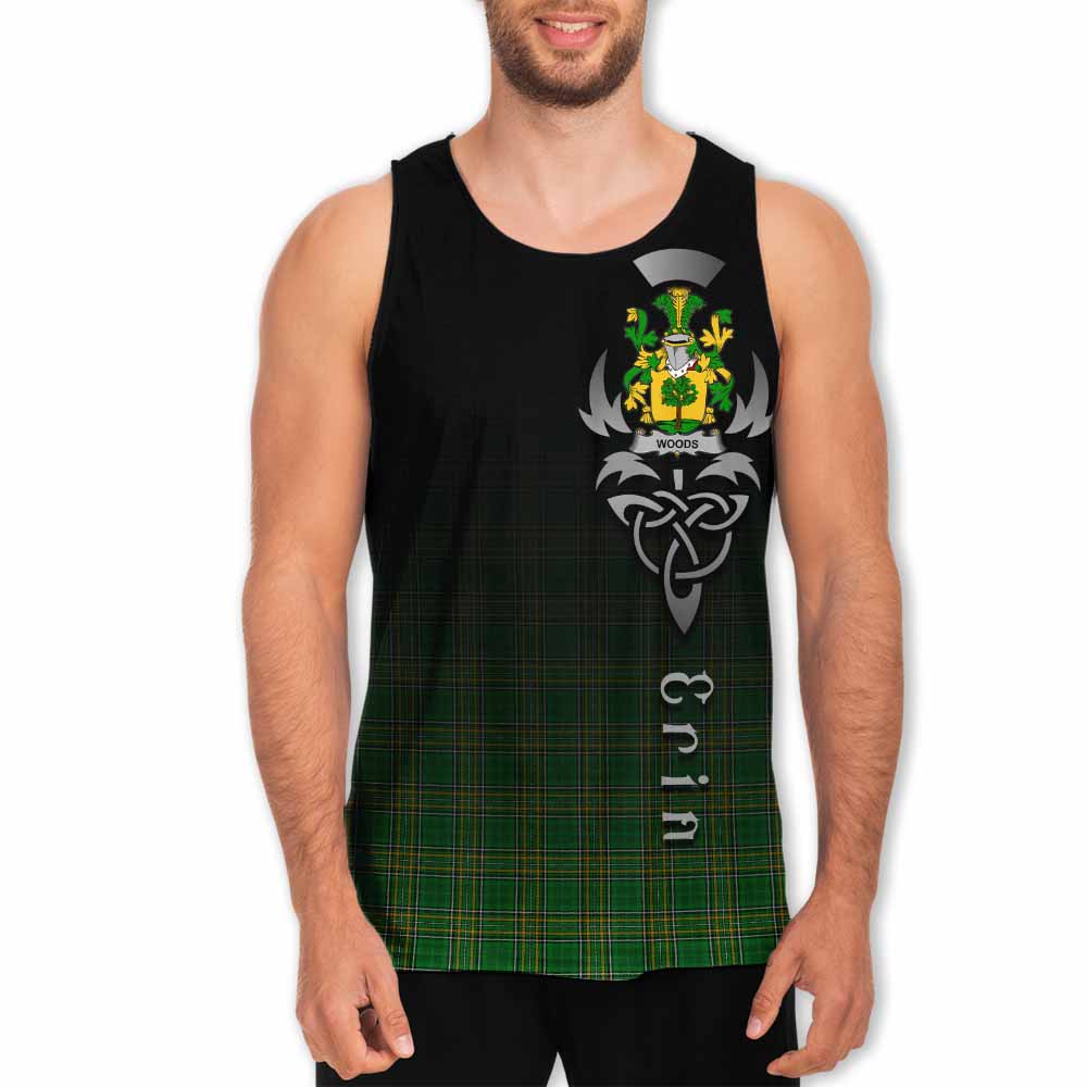 Tartan Vibes Clothing Woods Irish Clan Men's Tank Top with Coat of Arms Erin Go Bragh Celtic Inspired