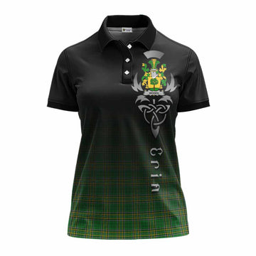Woods Irish Clan Women's Polo Shirt with Coat of Arms Erin Go Bragh Celtic Inspired
