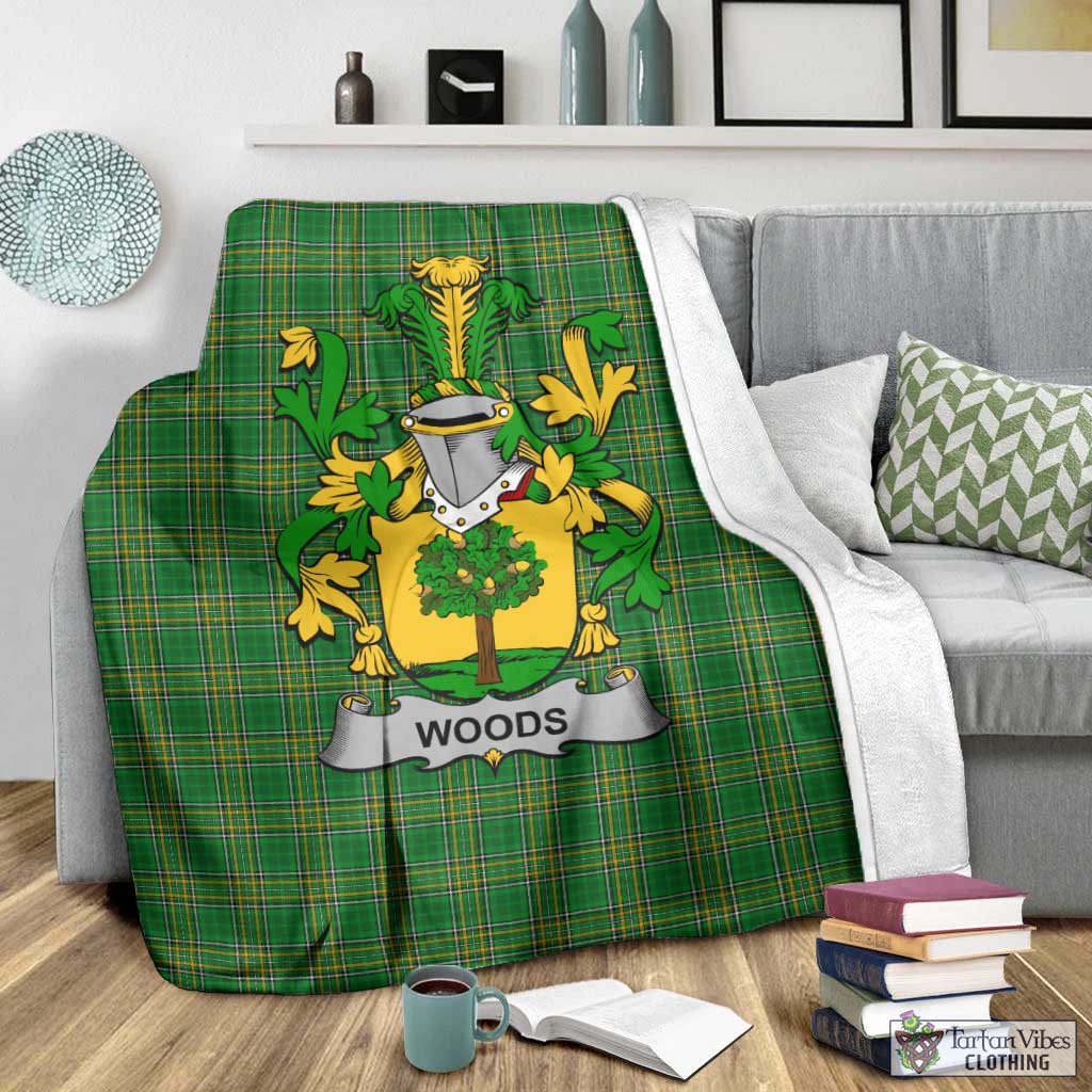 Woods Irish Clan Tartan Blanket with Coat of Arms - Tartan Vibes Clothing