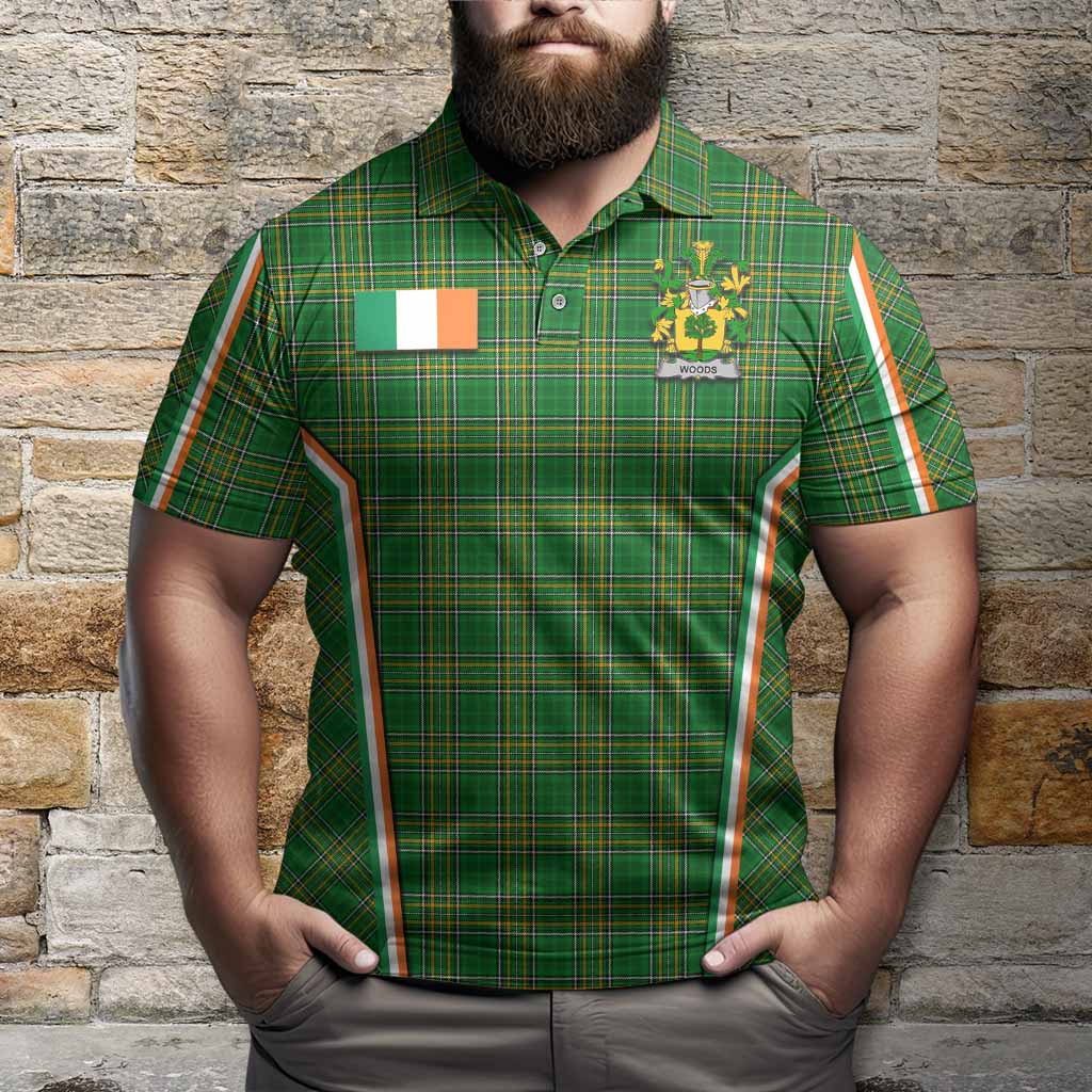 Woods Irish Clan Coat of Arm Tartan Polo Shirt Flag Style