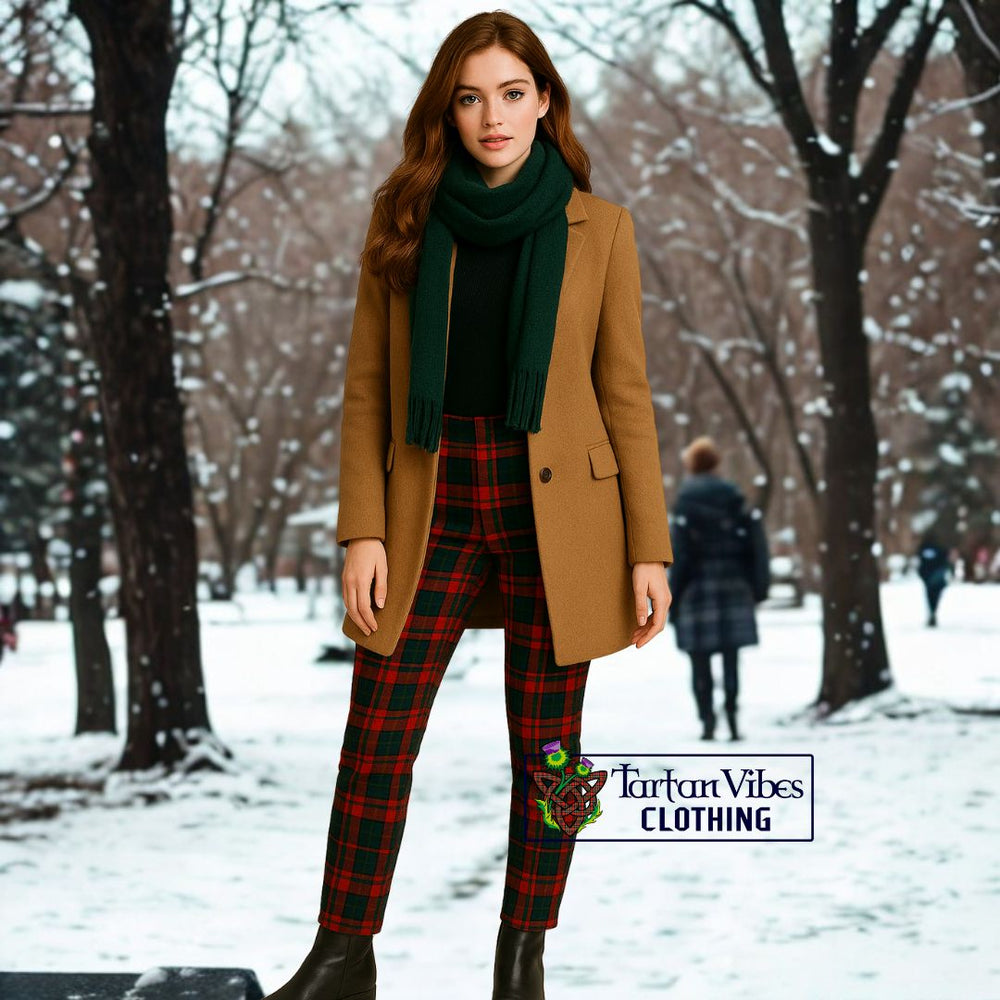 Wool Coat with Plaid Pants, Boots, and Scarf 