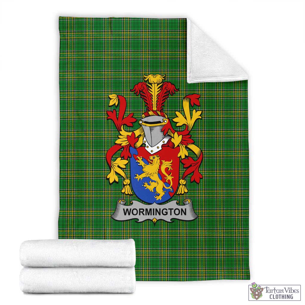 Wormington Irish Clan Tartan Blanket with Coat of Arms X-Large 59 x 79 inches 150 x 200 cm - Tartan Vibes Clothing