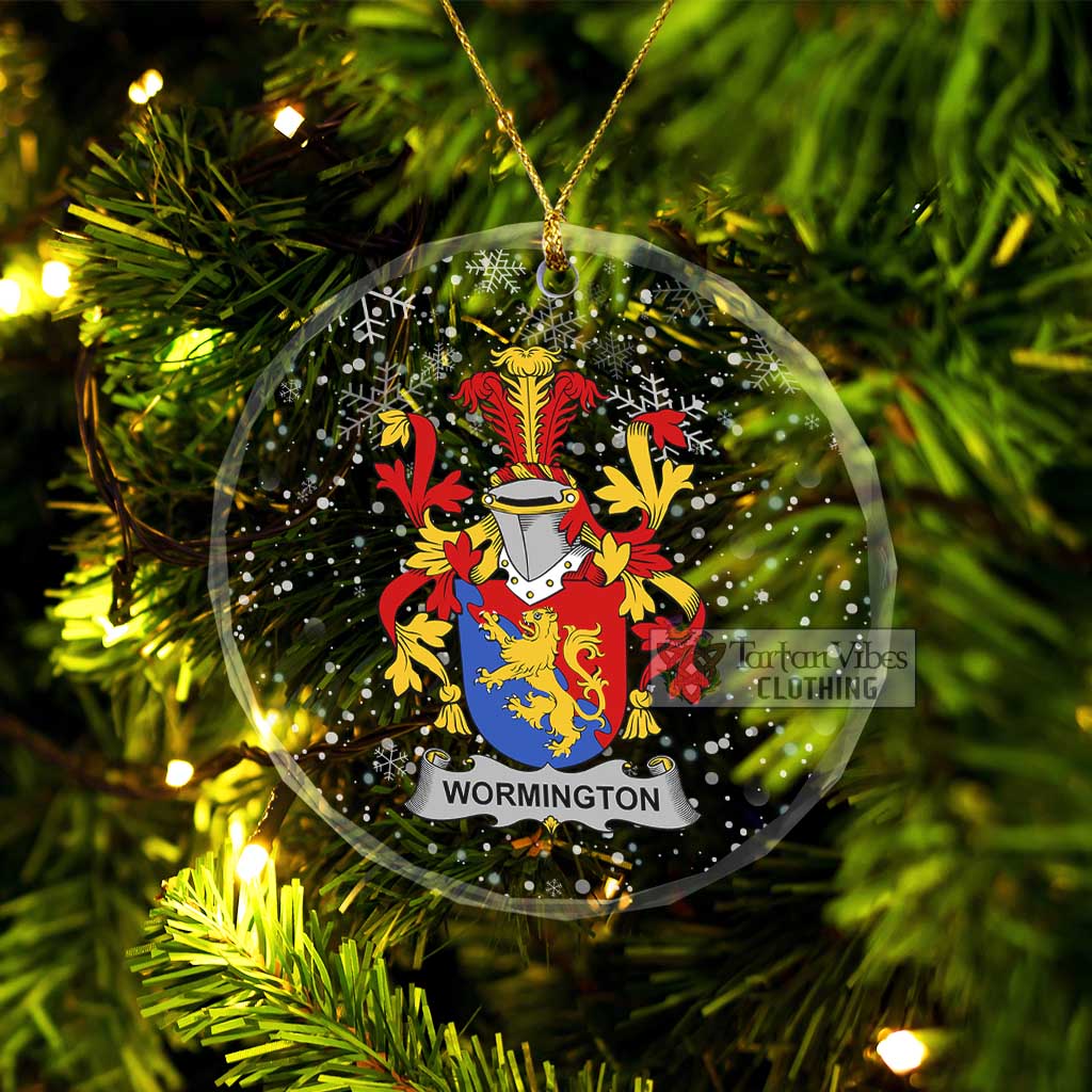 Wormington Irish Clan Christmas Glass Ornament with Coat of Arms Transparent Glass Circle - 2D-tartanvibesclothing
