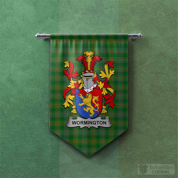 Wormington Irish Clan Tartan Gonfalon, Tartan Banner with Coat of Arms