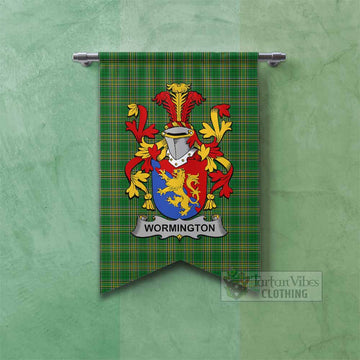 Wormington Irish Clan Tartan Gonfalon, Tartan Banner with Coat of Arms