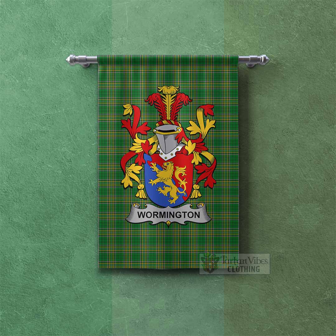 Tartan Vibes Clothing Wormington Irish Clan Tartan Gonfalon, Tartan Banner with Coat of Arms