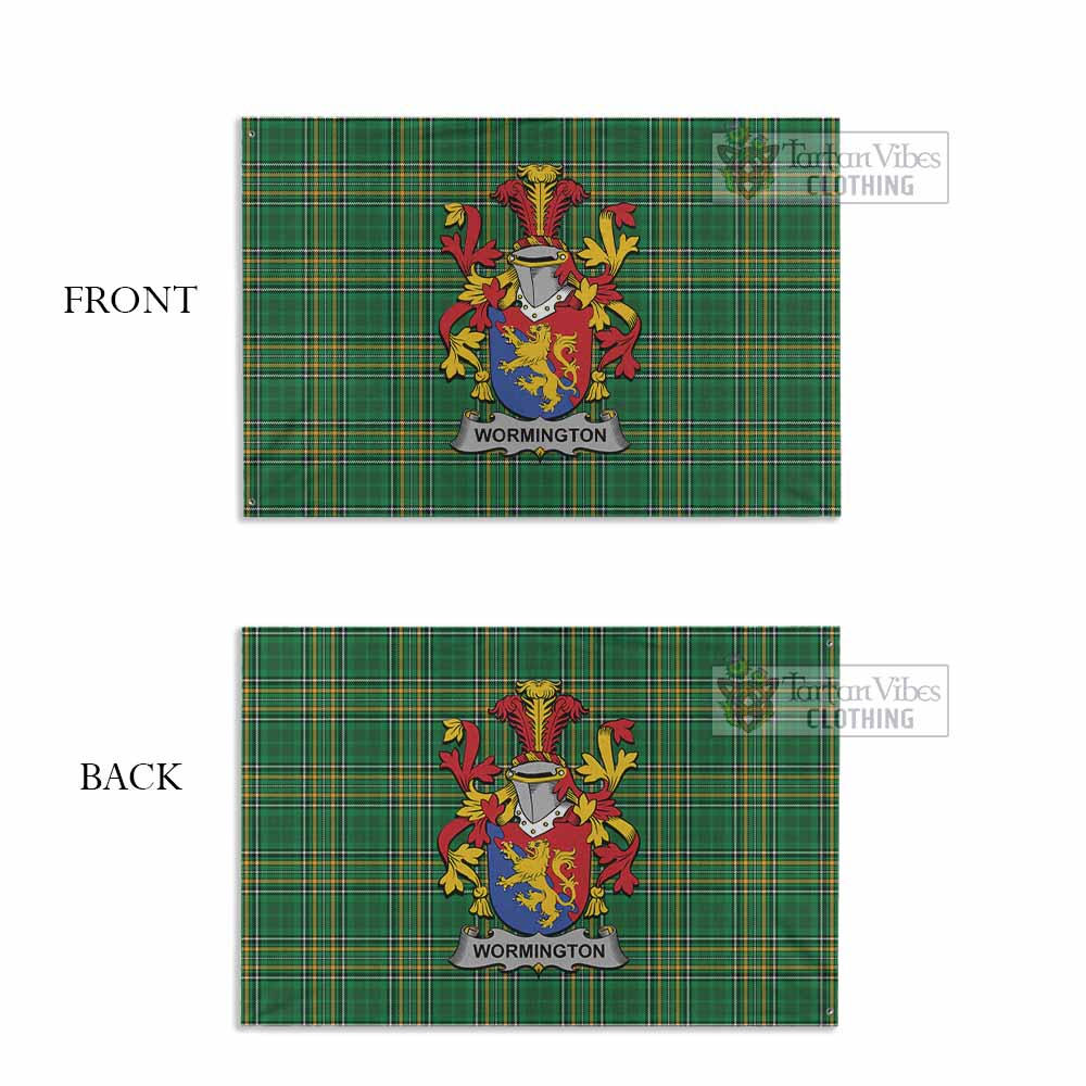 Tartan Vibes Clothing Wormington Irish Clan Tartan House Flag with Coat of Arms