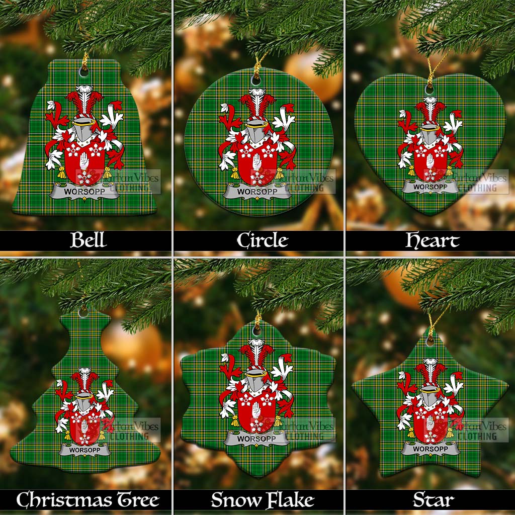 Worsopp Irish Clan Tartan Christmas Ceramic Ornament with Coat of Arms Ceramic - Tartan Vibes Clothing