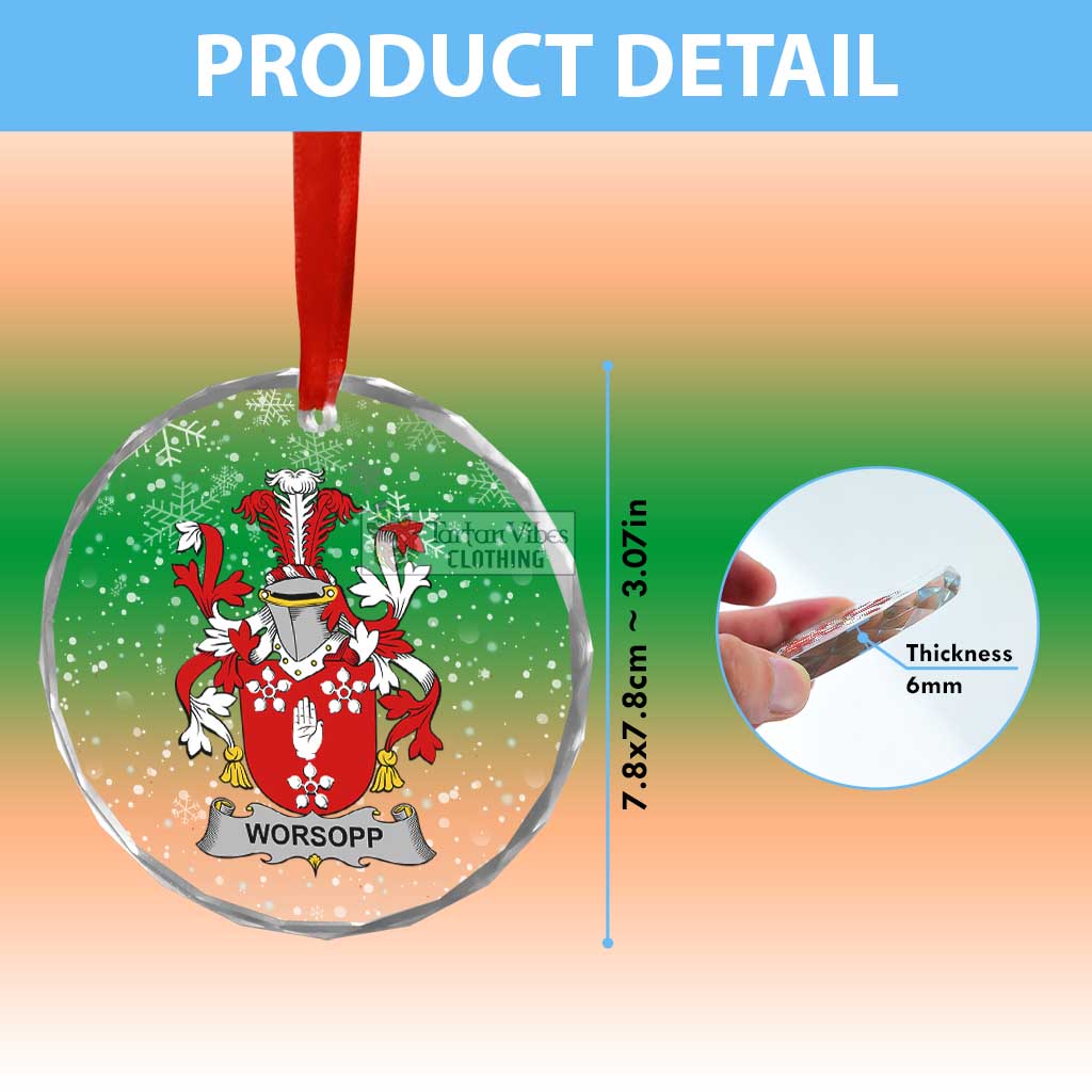 Worsopp Irish Clan Christmas Glass Ornament with Coat of Arms - 2D-tartanvibesclothing