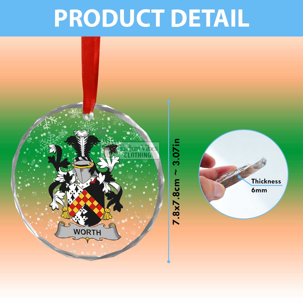 Worth Irish Clan Christmas Glass Ornament with Coat of Arms - 2D-tartanvibesclothing