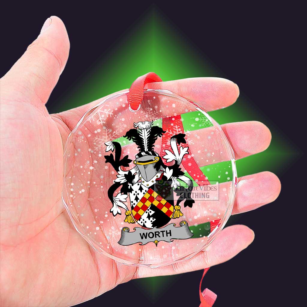 Worth Irish Clan Christmas Glass Ornament with Coat of Arms - 2D-tartanvibesclothing