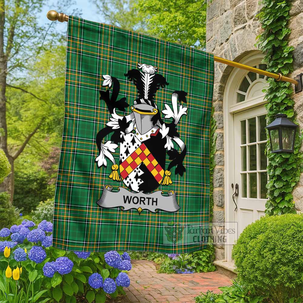 Worth Irish Clan Tartan Flag with Coat of Arms