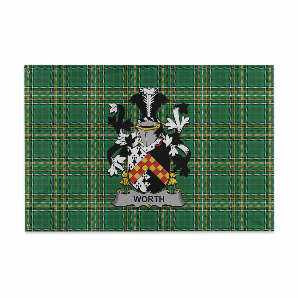 Tartan Vibes Clothing Worth Irish Clan Tartan House Flag with Coat of Arms
