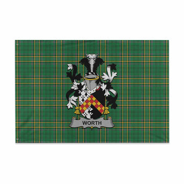 Tartan Vibes Clothing Worth Irish Clan Tartan House Flag with Coat of Arms
