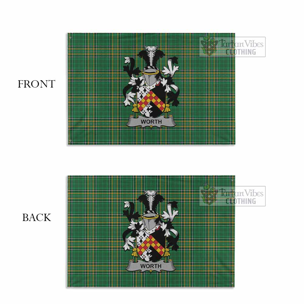 Tartan Vibes Clothing Worth Irish Clan Tartan House Flag with Coat of Arms