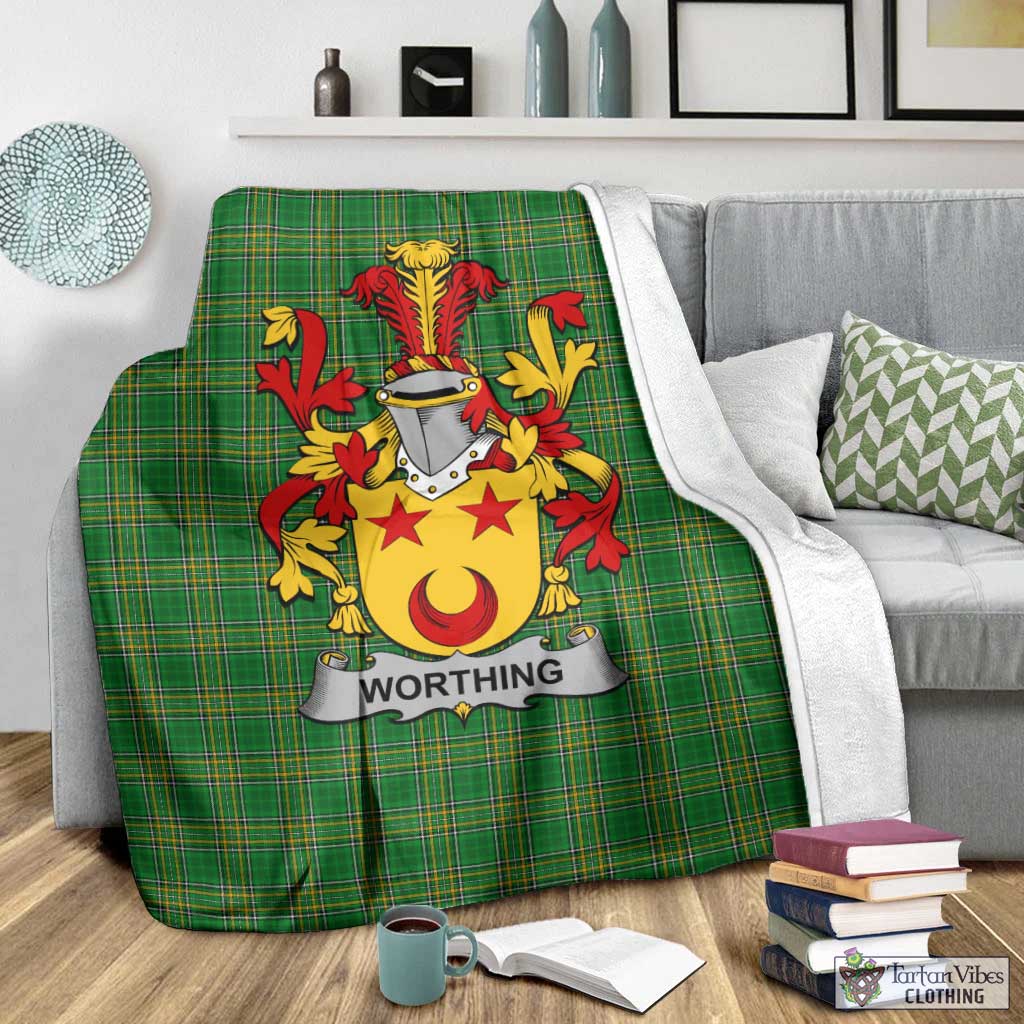 Worthing Irish Clan Tartan Blanket with Coat of Arms - Tartan Vibes Clothing