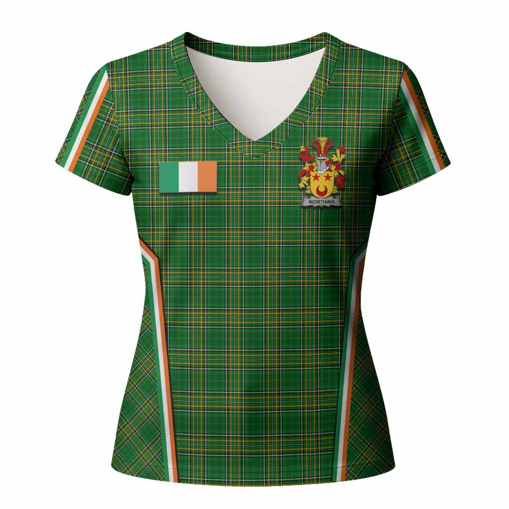 Worthing Irish Clan Coat of Arm Tartan Women T shirt Flag Style