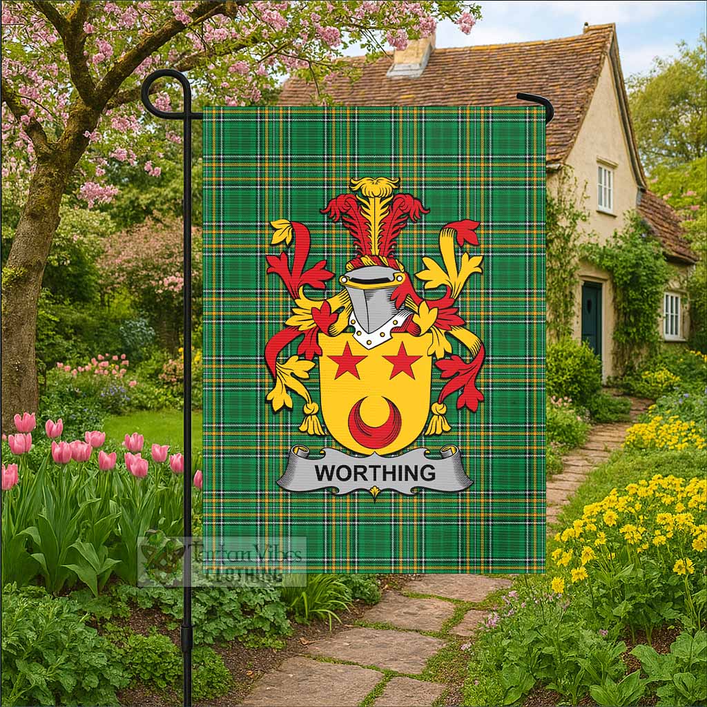 Worthing Irish Clan Tartan Flag with Coat of Arms