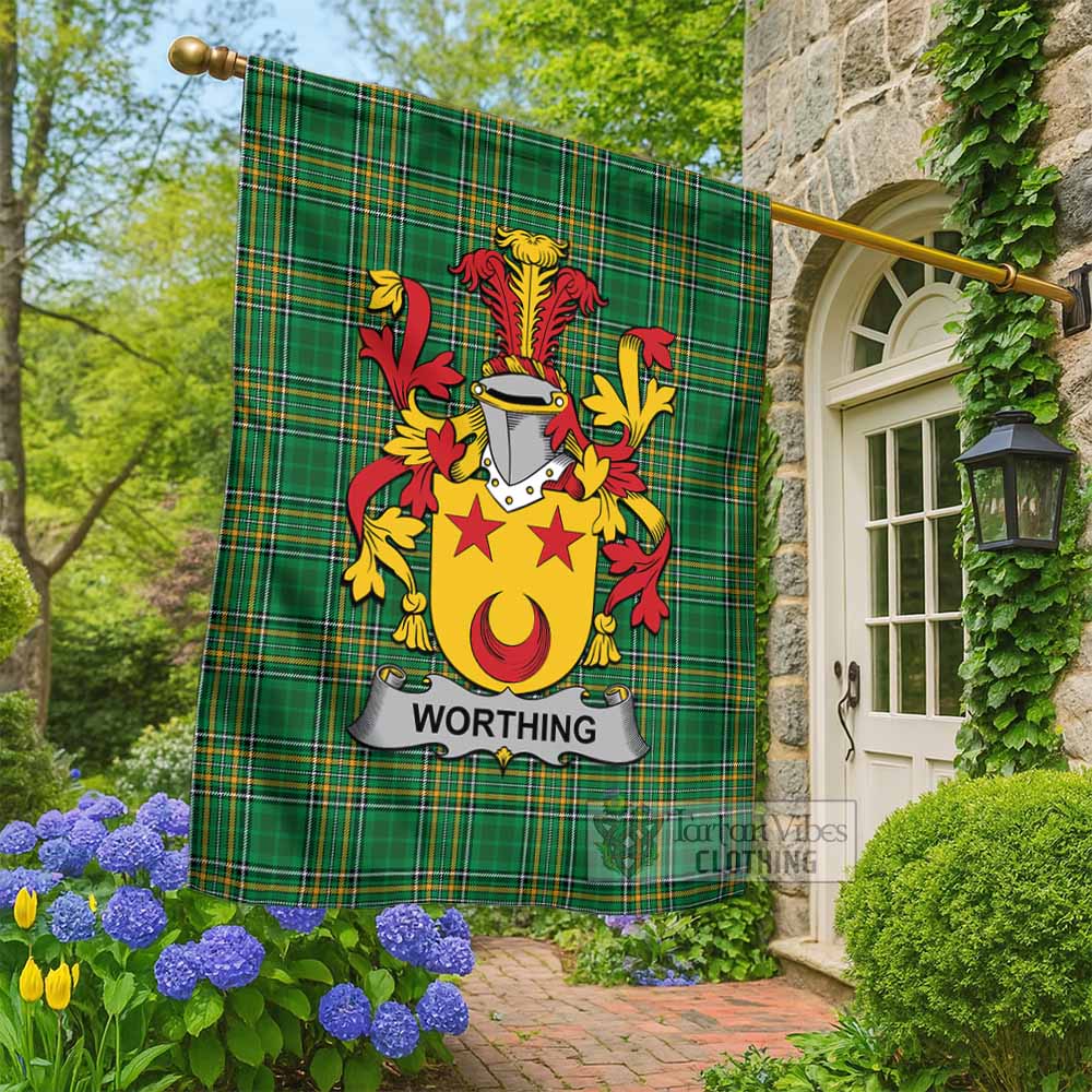 Worthing Irish Clan Tartan Flag with Coat of Arms