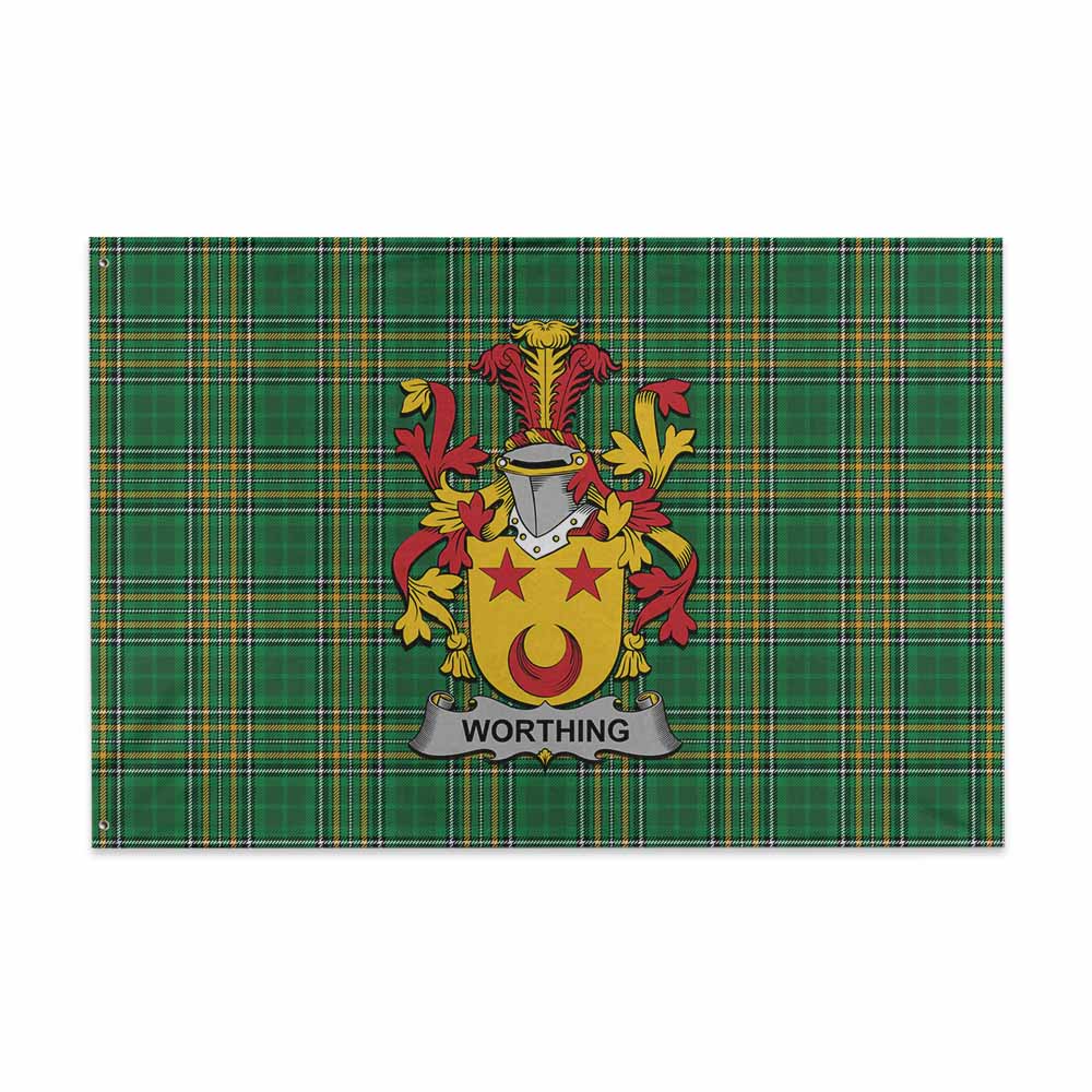 Tartan Vibes Clothing Worthing Irish Clan Tartan House Flag with Coat of Arms