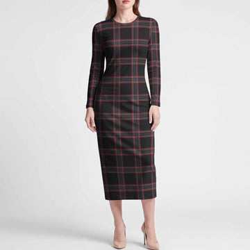 WoS Tartan Long Sleeve Bodycon Midi Dress