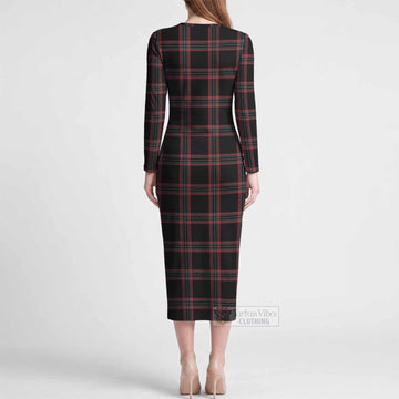 WoS Tartan Long Sleeve Bodycon Midi Dress