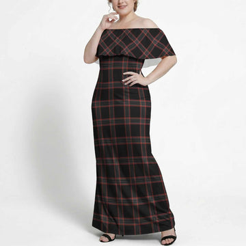 WoS Tartan Off Shoulder Ruffle Maxi Dress