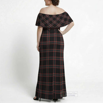 WoS Tartan Off Shoulder Ruffle Maxi Dress