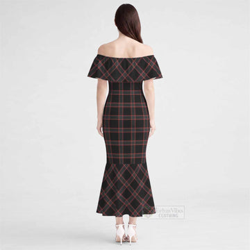 WoS Tartan Off Shoulder Ruffle Mermaid Maxi Dress