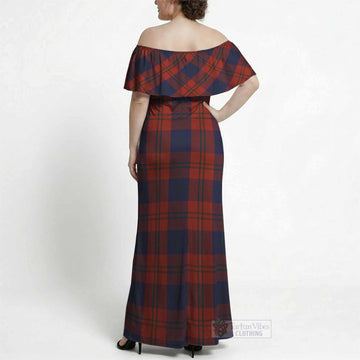 Wotherspoon Tartan Off Shoulder Ruffle Maxi Dress