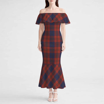 Wotherspoon Tartan Off Shoulder Ruffle Mermaid Maxi Dress