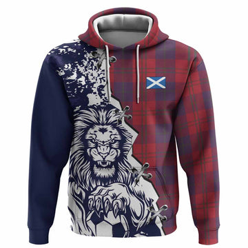 Wotherspoon Tartan Scottish Hoodie Angry Lion With Soccer Ball Style