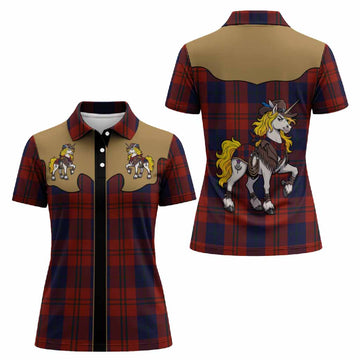 Wotherspoon Tartan Women Polo Shirt Rodeo Unicorn Retro Style