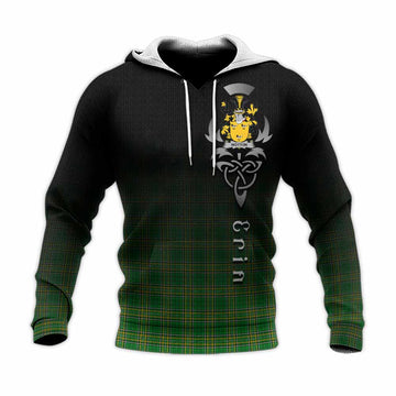 Tartan Vibes Clothing Wotton Irish Clan Knitted Hoodie with Coat of Arms Erin Go Bragh Celtic Inspired